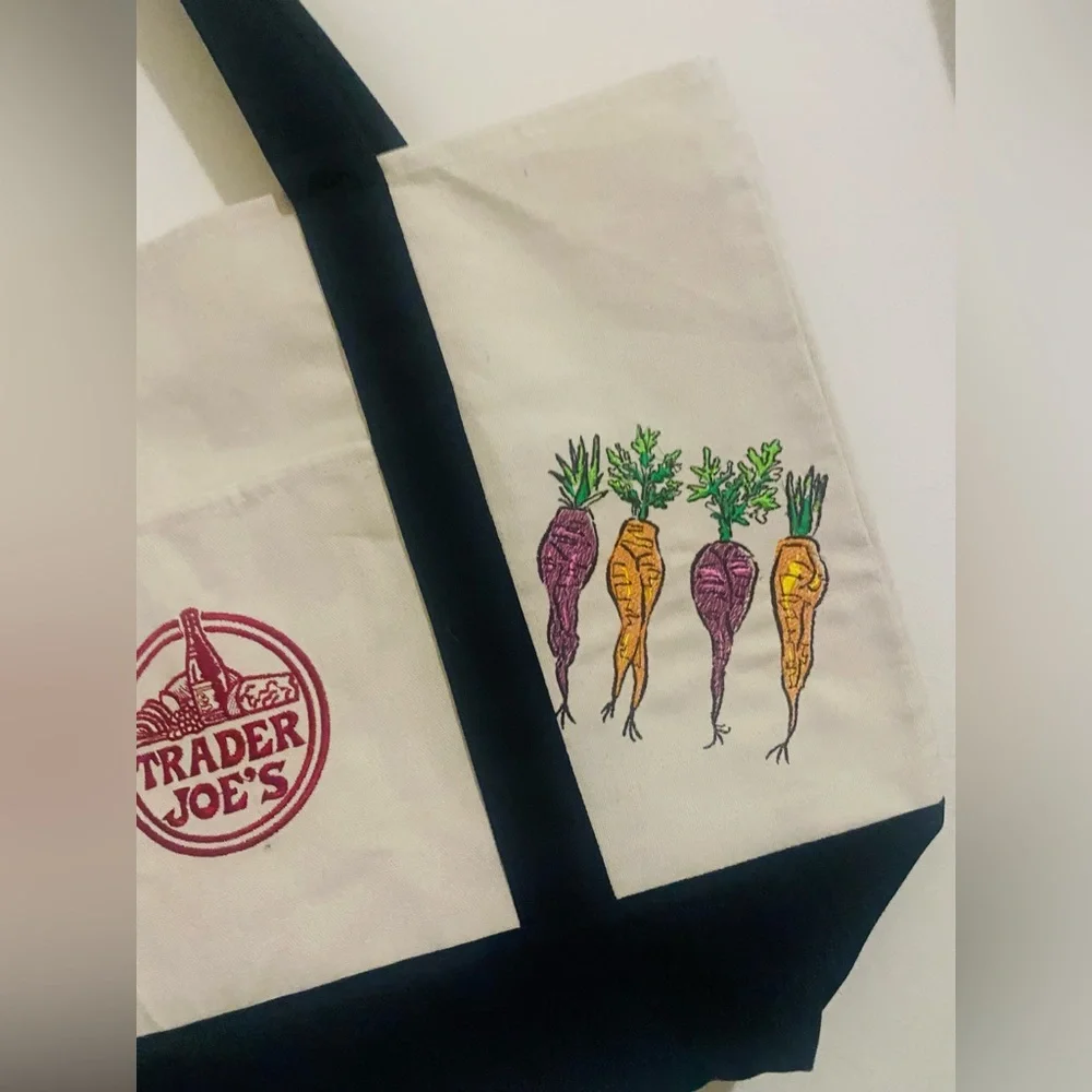 NWT Trader Joe's canvas tote with embroidery - Picture 5 of 12